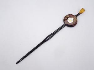 本鼈甲　螺鈿梅柄朱塗簪　□z